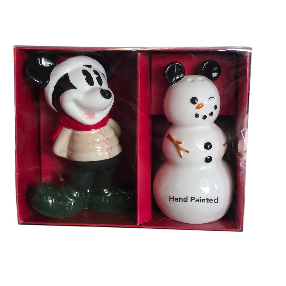 Mickey Mouse and Snowman Salt and Pepper Shakers
